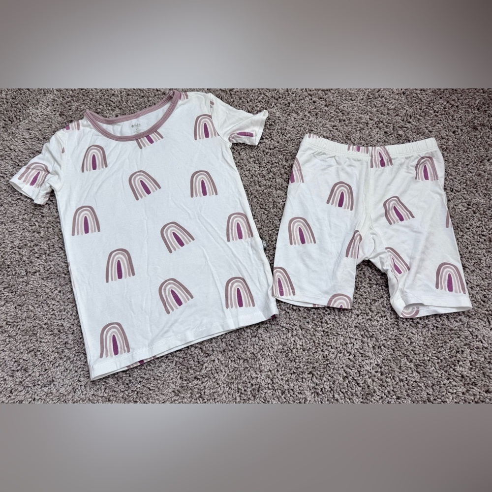 Kyte BABY White and Pink Rainbow Pajama Set size 4 kids